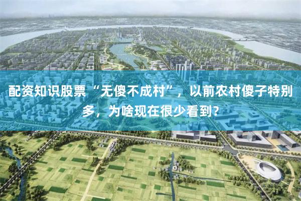 配资知识股票 “无傻不成村”，以前农村傻子特别多，为啥现在很少看到？